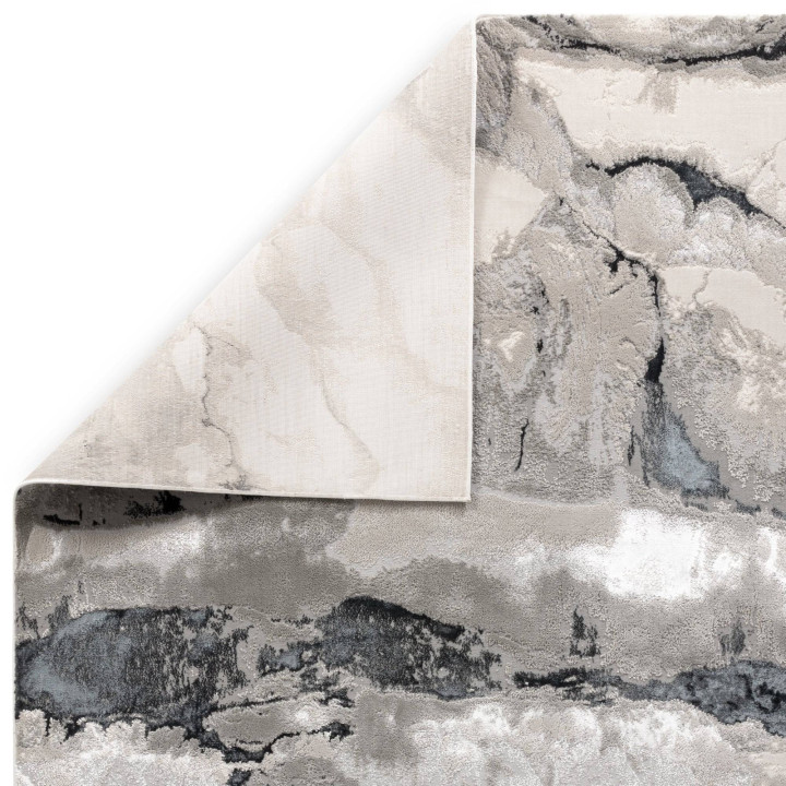 Rug Aurora abstract grey silver black white 200x