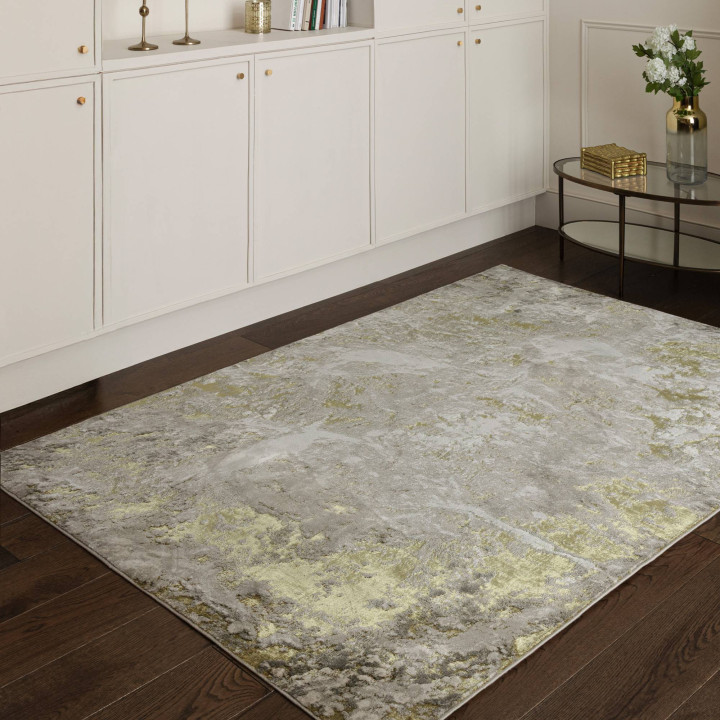Rug Aurora abstract yellow grey white 80x150 cm