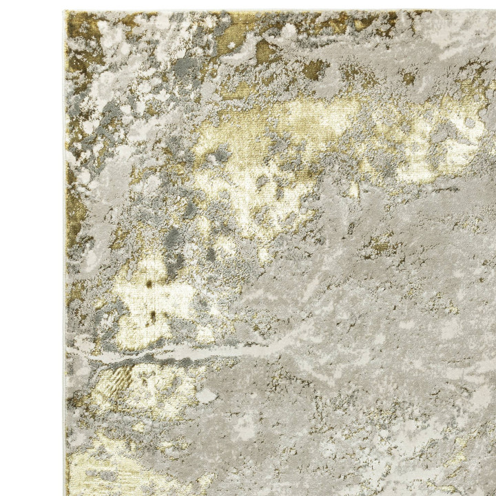 Tappeto Aurora astratto oro e grigio 120x170 cm