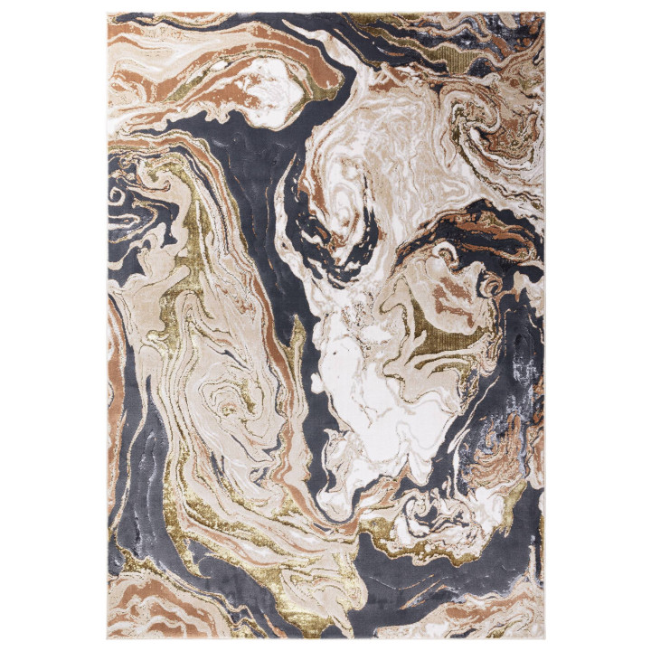 Rug Aurora abstract gold beige brown dark grey w