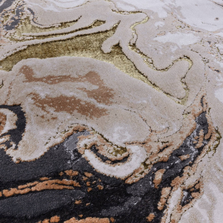 Rug Aurora abstract gold brown beige dark grey 2