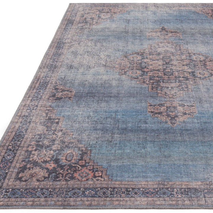 Rug Kaya non-floral medallion blue beige taupe 1