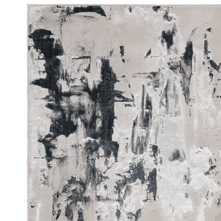 Rug Aurora abstract grey light grey black off-wh