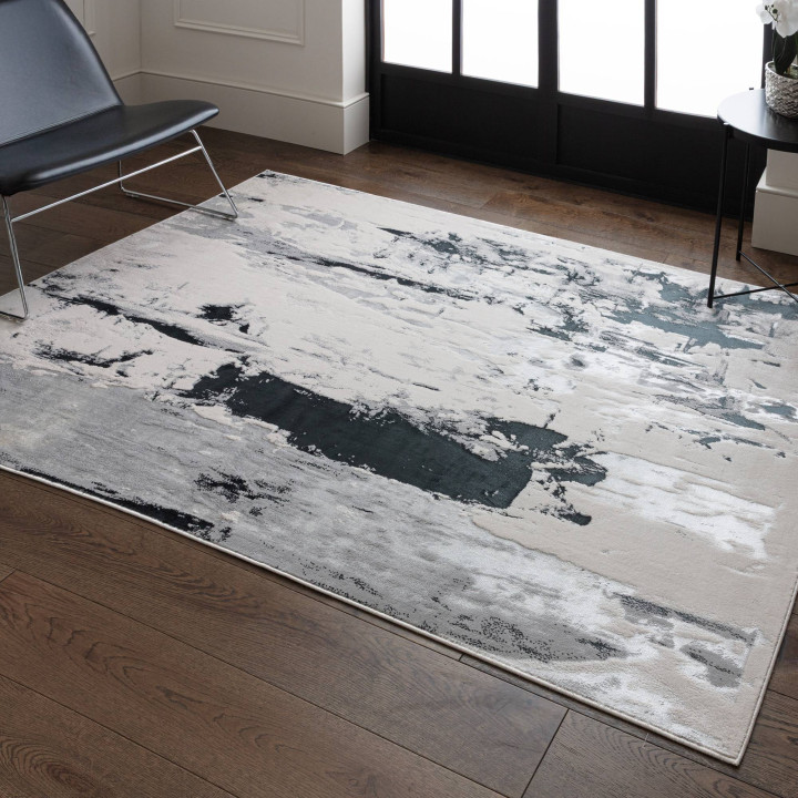 Rug Aurora abstract light grey dark grey silver