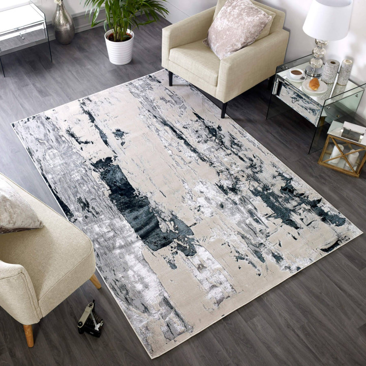 Rug Aurora abstract light grey dark grey silver