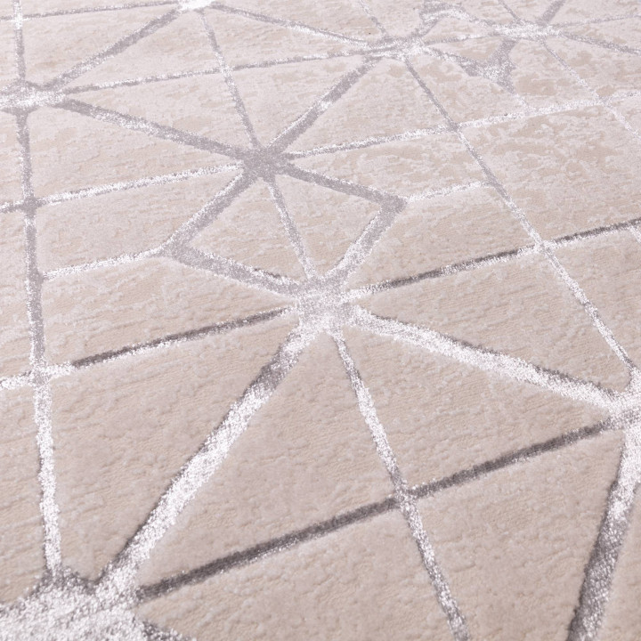Rug Aurora geometric light grey beige silver 120