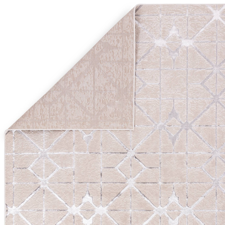 Rug Aurora geometric silver grey light beige 200