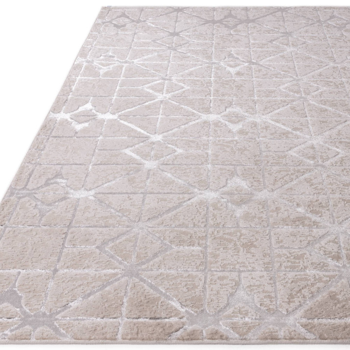 Tappeto Aurora geometrico grigio argento e beige