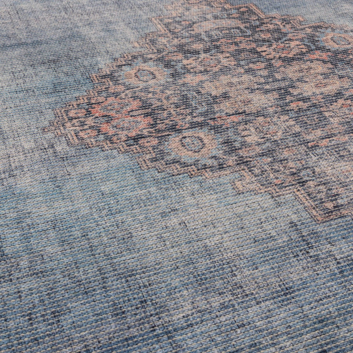 Tappeto Kaya medaglione blu e azzurro 160x230 cm