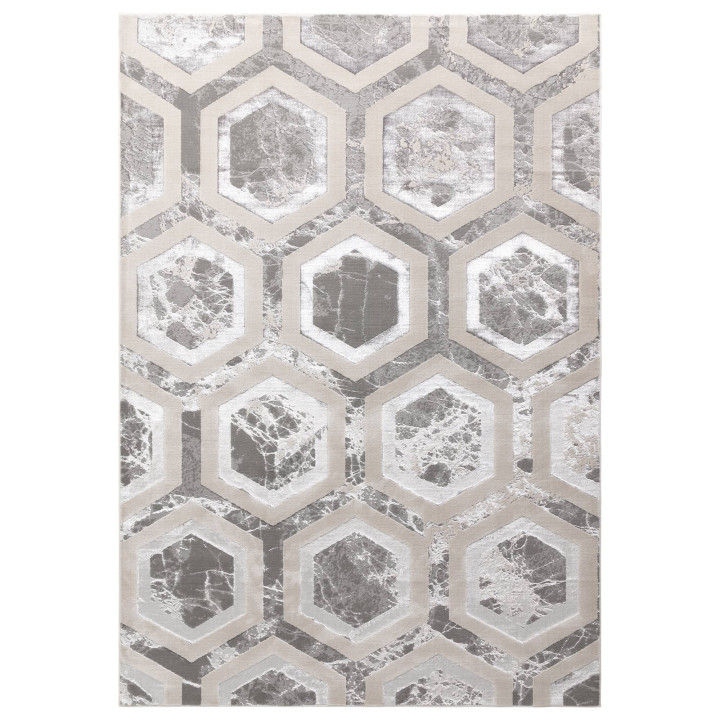 Tappeto Aurora geometrico grigio e argento 160x2