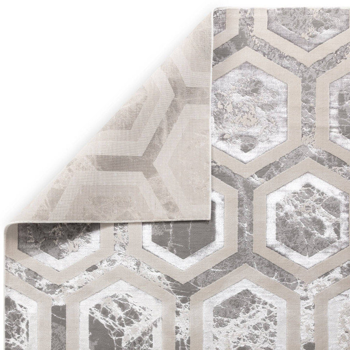 Rug Aurora geometric grey silver white 160x230 c