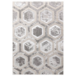 Rug Aurora geometric grey silver taupe white 240