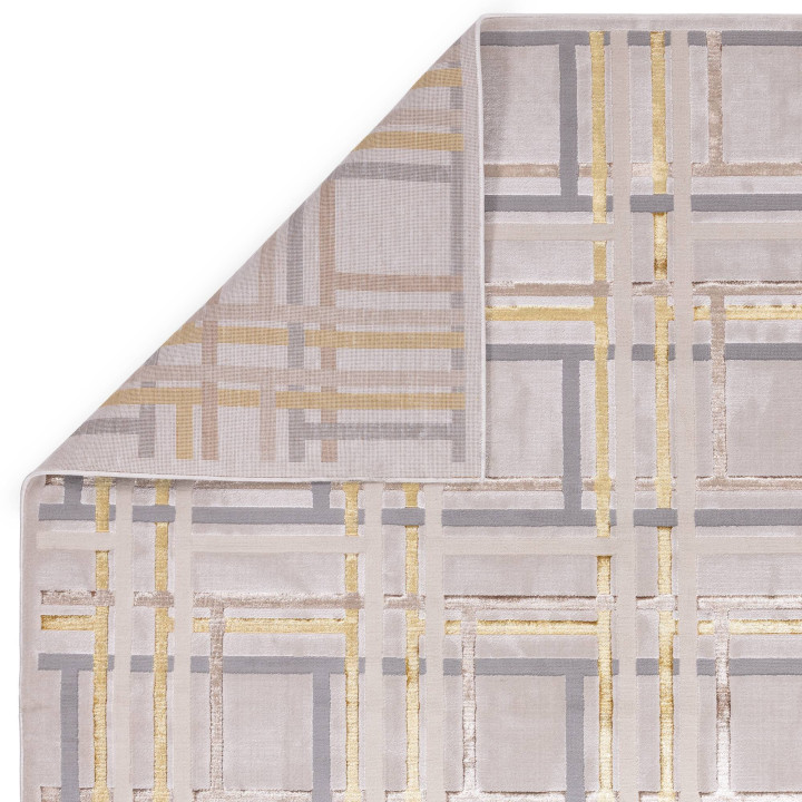 Rug Aurora geometric light grey dark grey gold 1