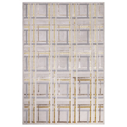 Rug Aurora geometric grey beige gold 200x290 cm