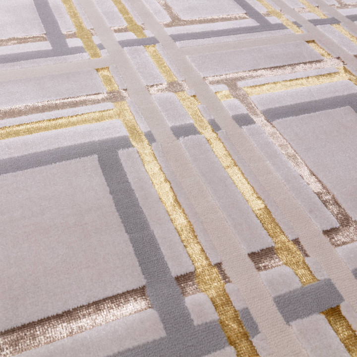 Rug Aurora geometric grey beige gold 200x290 cm
