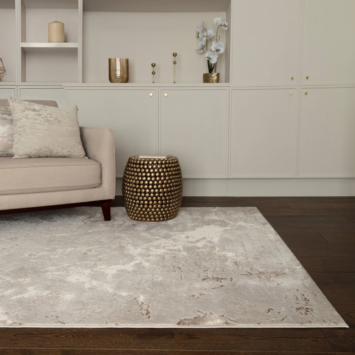 Rug Aurora abstract gold beige light brown 80x15