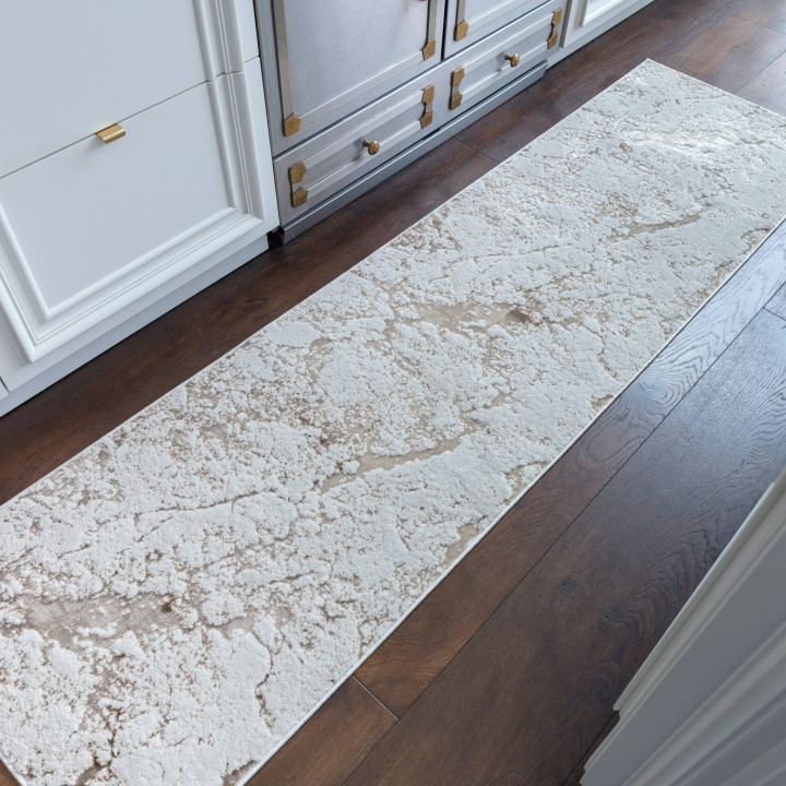 Rug Aurora abstract gold beige light brown 80x15