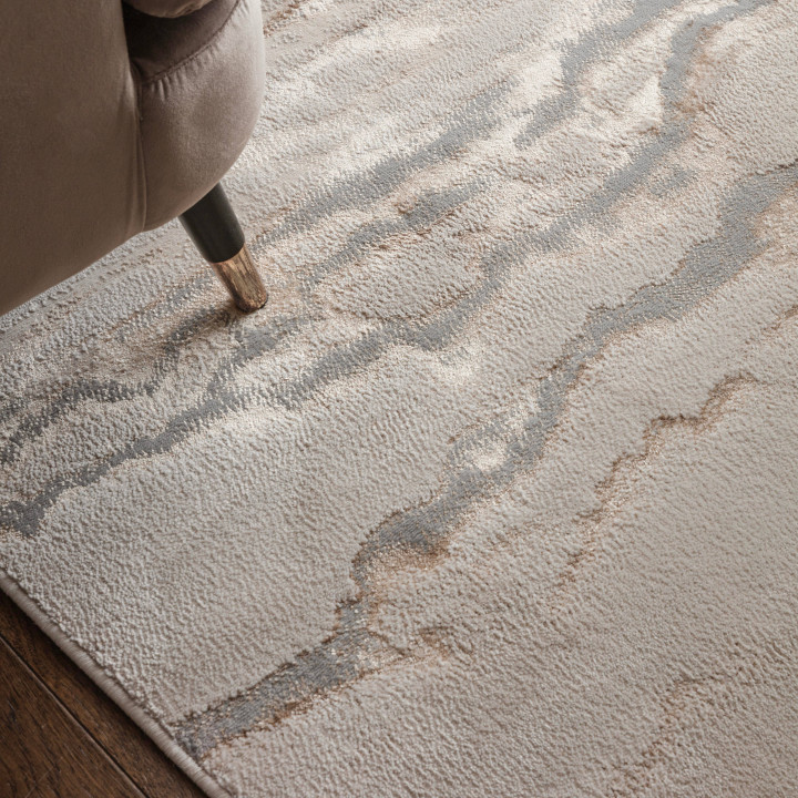 Rug Aurora abstract beige light gold light grey