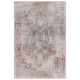 Rug Kaya floral with medallion red blue beige li