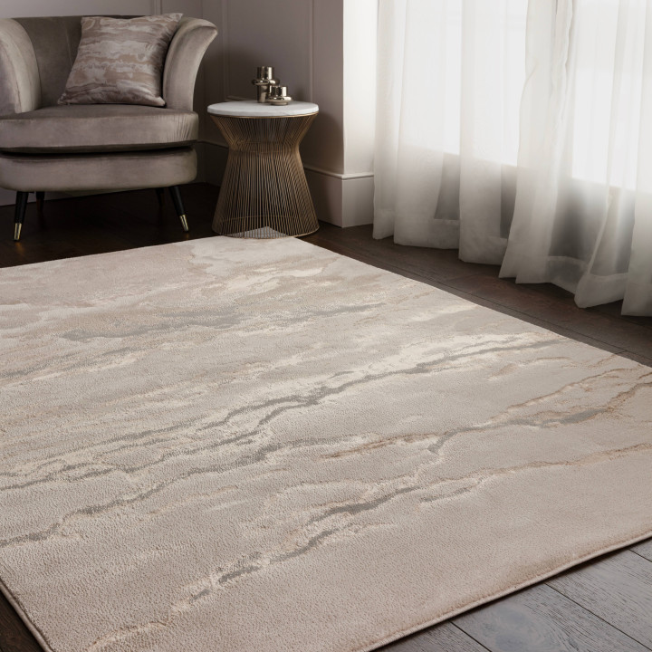 Rug Aurora abstract beige gold light grey 240x34