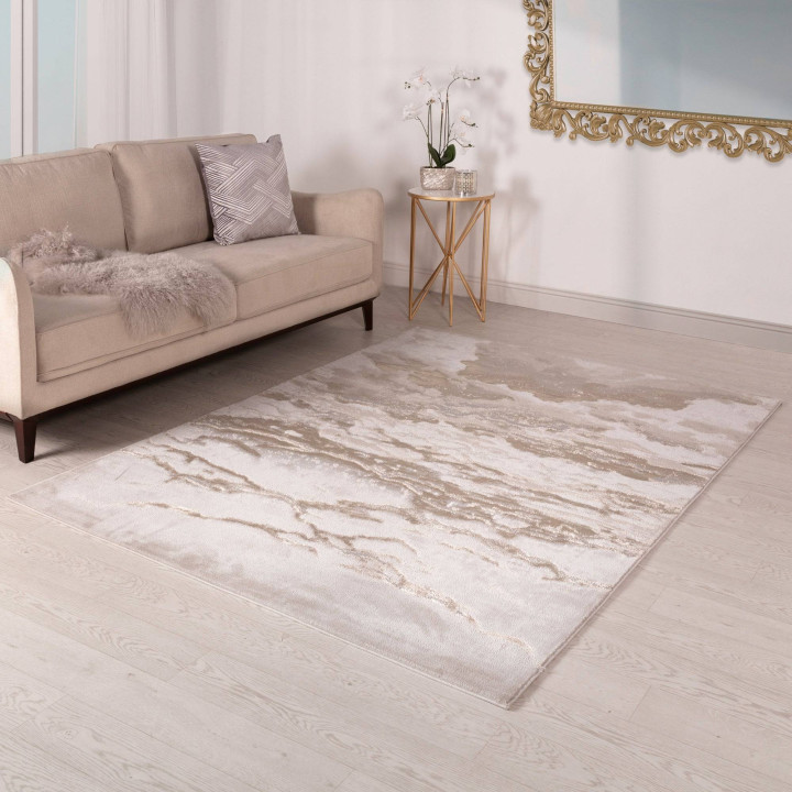 Tappeto Aurora astratto beige e oro 240x340 cm