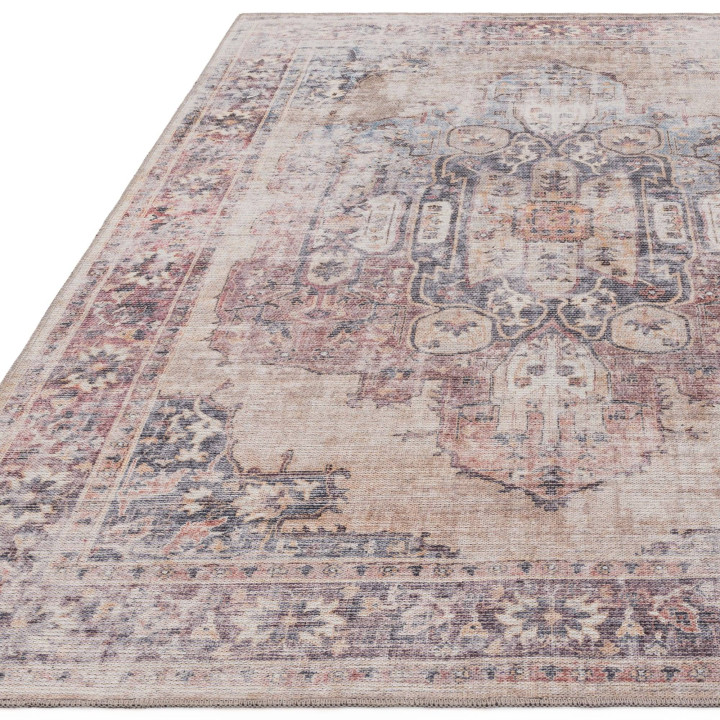 Rug Kaya floral with medallion red blue beige li