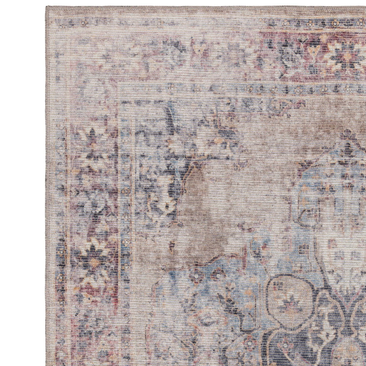 Rug Kaya floral with medallion red blue beige li