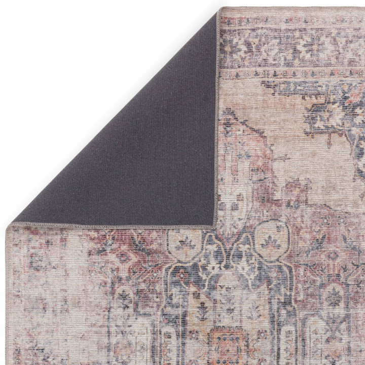 Rug Kaya floral with medallion red blue beige li