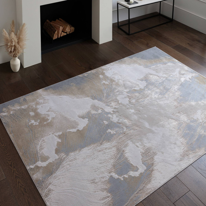 Rug Aurora abstract gold grey beige 160x230 cm
