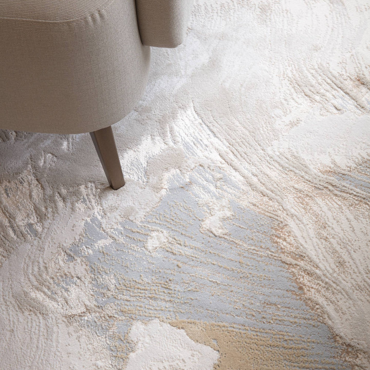 Tappeto Aurora astratto oro e grigio 160x230 cm