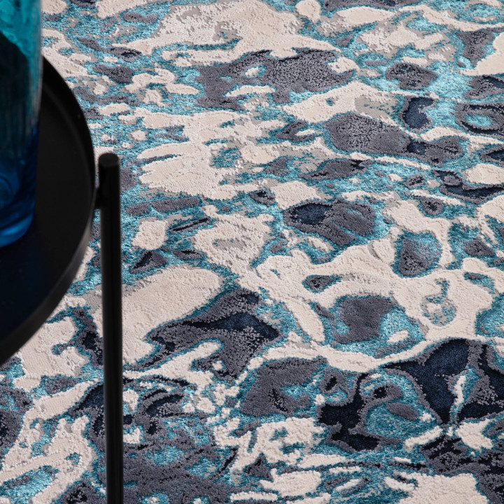 Tappeto Aurora astratto blu scuro e azzurro 80x1