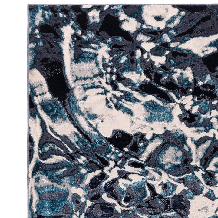 Tappeto Aurora astratto blu scuro e azzurro 80x1