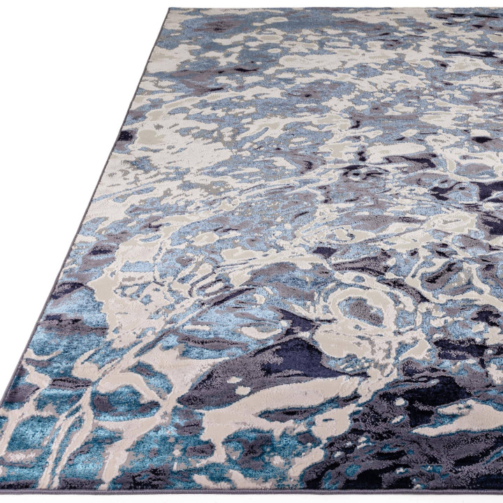 Rug Aurora abstract dark blue light blue off-whi