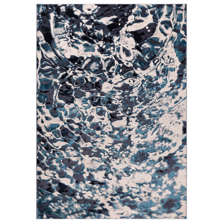 Rug Aurora abstract dark blue light blue off-whi
