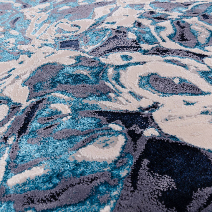Tappeto Aurora astratto blu scuro e azzurro 160x