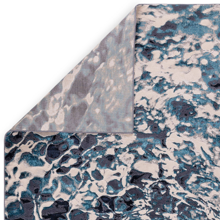 Rug Aurora abstract blue light blue dark grey cr