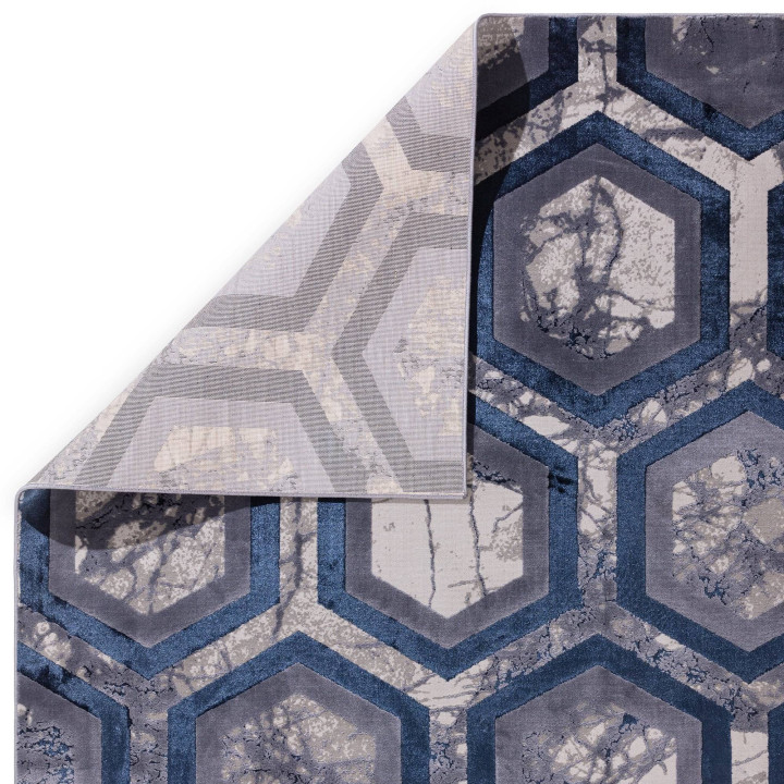 Tappeto Aurora geometrico blu e grigio 200x290 c