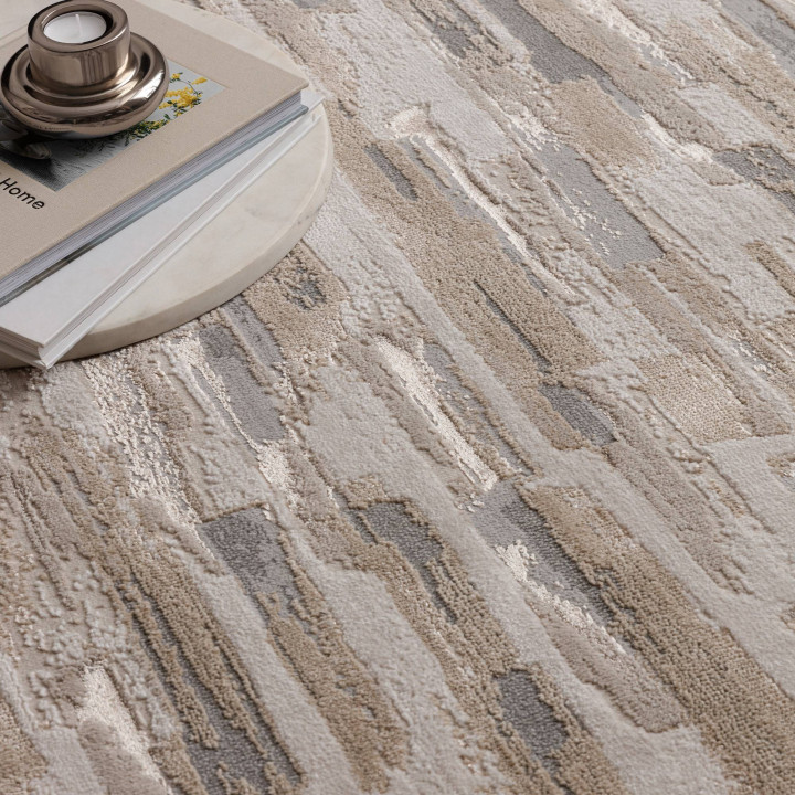 Tappeto Aurora astratto beige e oro chiaro 160x2