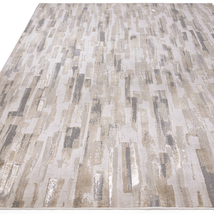 Tappeto Aurora astratto beige e oro chiaro 160x2