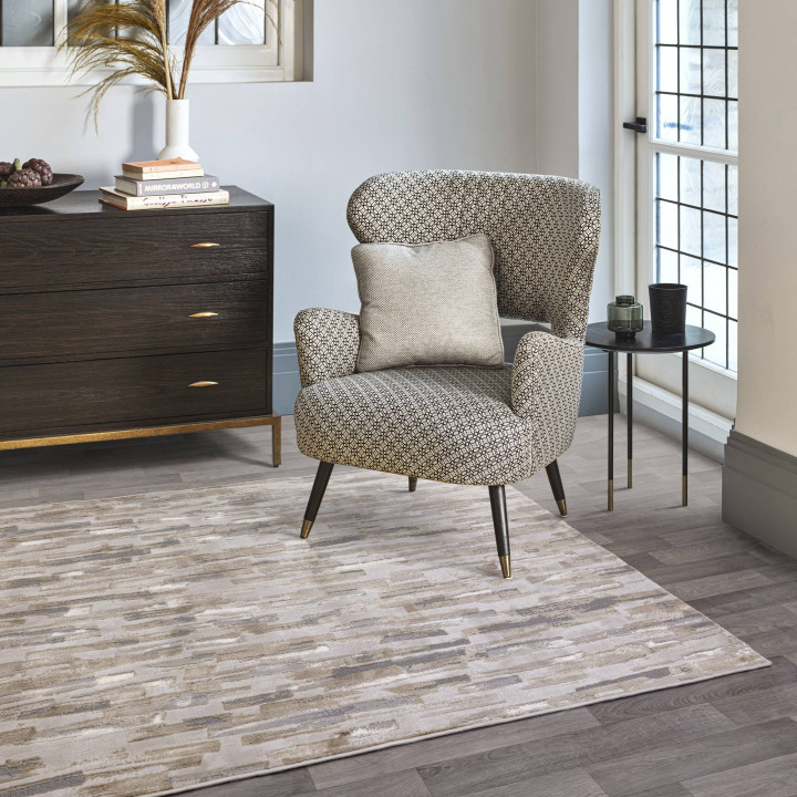 Rug Aurora abstract beige light gold light grey