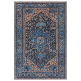Rug Kaya floral with medallion blue orange 200x2