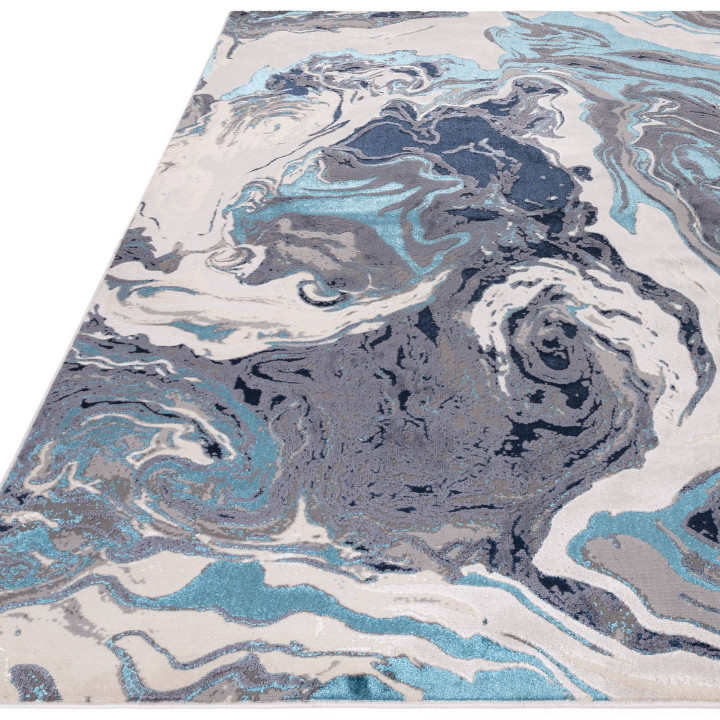 Tappeto Aurora astratto blu e azzurro 80x150 cm