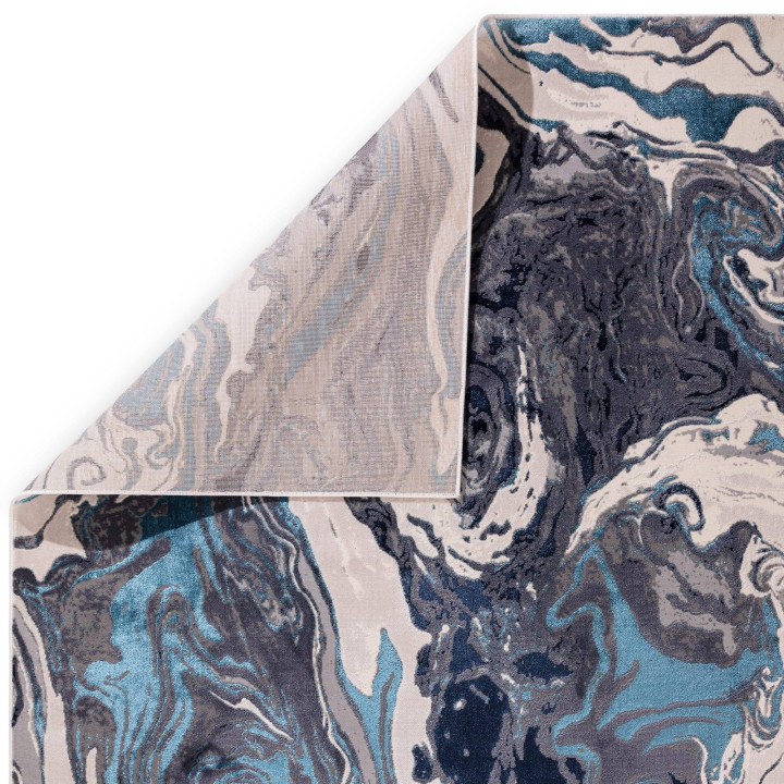 Tappeto Aurora astratto blu e azzurro 80x150 cm
