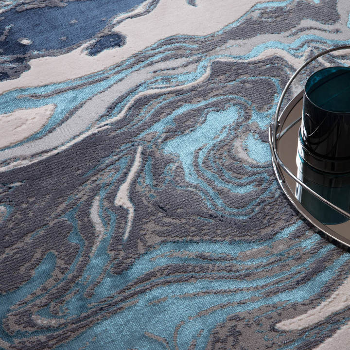 Rug Aurora abstract blue light blue dark grey li