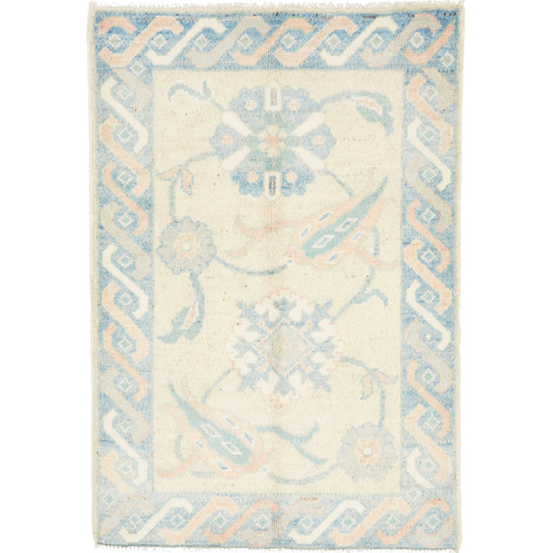 Hand Made Rug Kazak Afghanistan 63x91 Cream Blu
