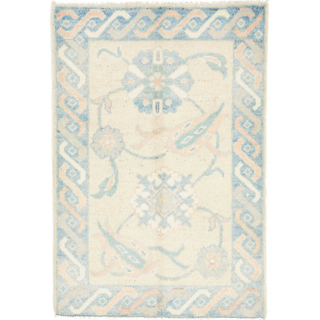 Hand Made Rug Kazak Afghanistan 63x91 Cream Blu