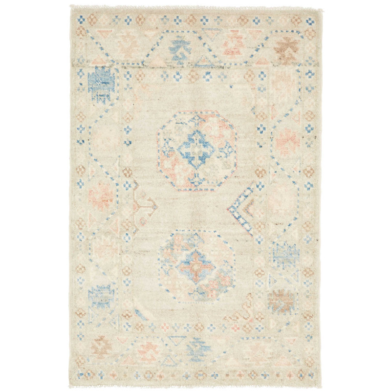 Hand Made Rug Kazak Afghanistan 61x92 Beige Blu
