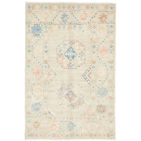 Hand Made Rug Kazak Afghanistan 61x92 Beige Blu