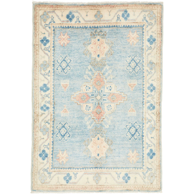 Hand Made Rug Kazak Afghanistan 63x91 Sky Blue