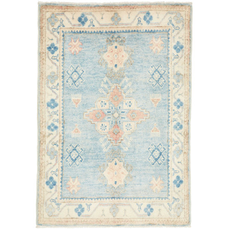 Hand Made Rug Kazak Afghanistan 63x91 Sky Blue
